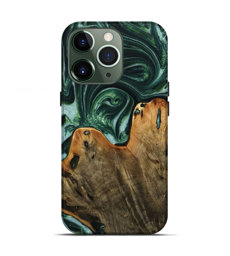 iPhone 13 Pro Wood Live Edge Phone Case - Grame (Green, 731800)