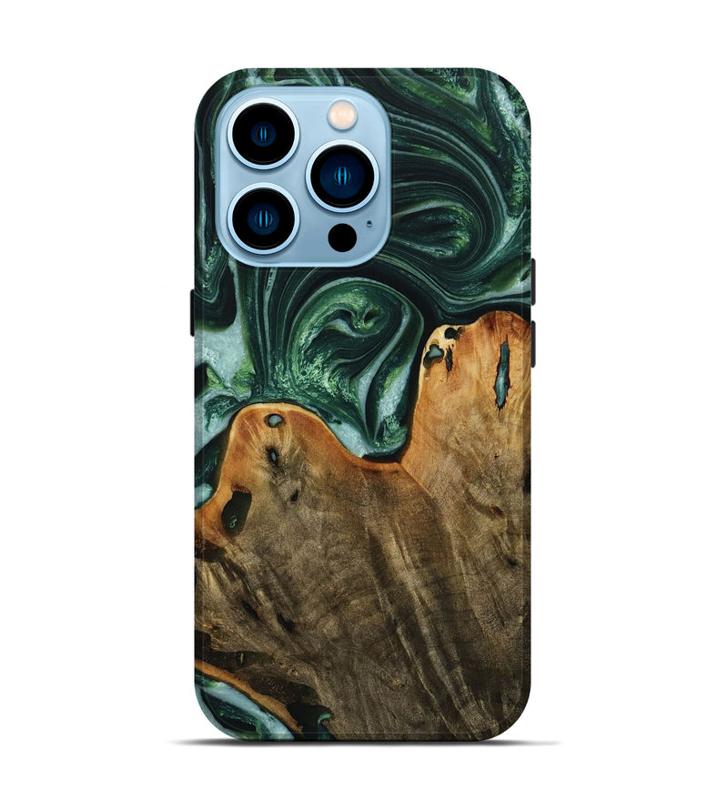 iPhone 14 Pro Wood Live Edge Phone Case - Grame (Green, 731800)