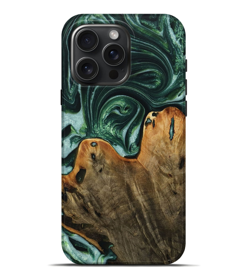 iPhone 16 Pro Max Wood Live Edge Phone Case - Grame (Green, 731800)