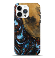 iPhone 15 Pro Max Wood Live Edge Phone Case - Mirilla (Teal & Gold, 731801)