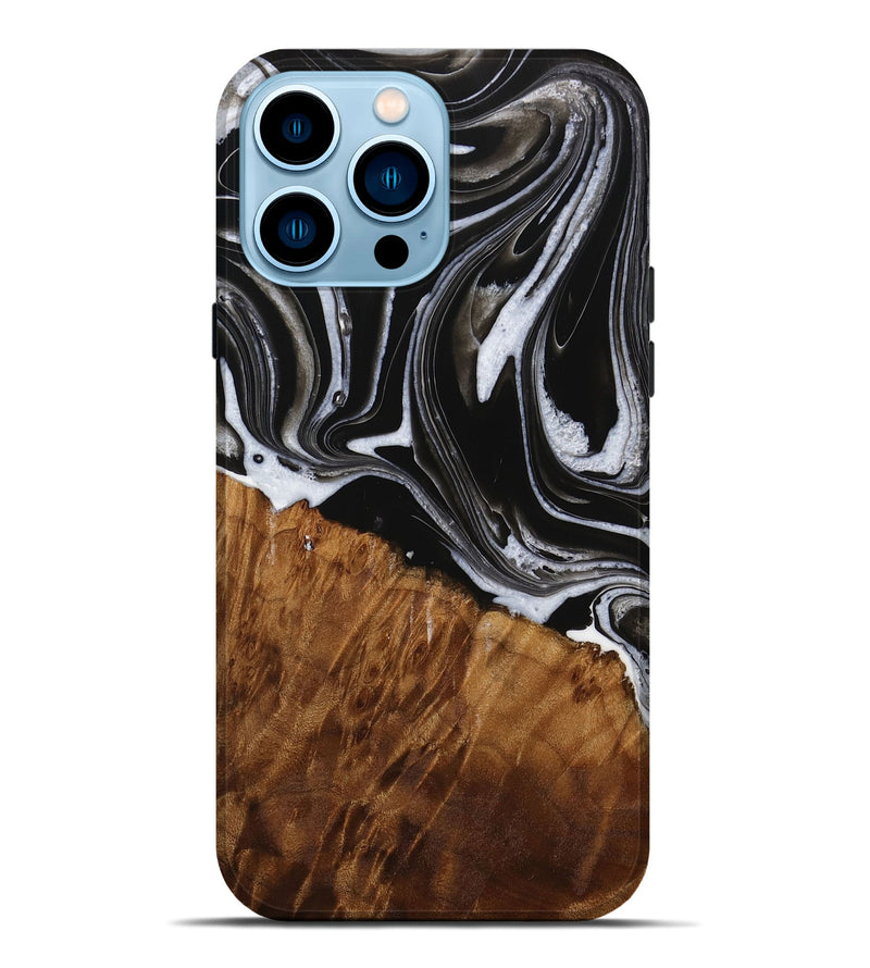 iPhone 14 Pro Max Wood Live Edge Phone Case - Fina (Black & White, 731803)