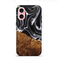 iPhone 16 Wood Live Edge Phone Case - Fina (Black & White, 731803)