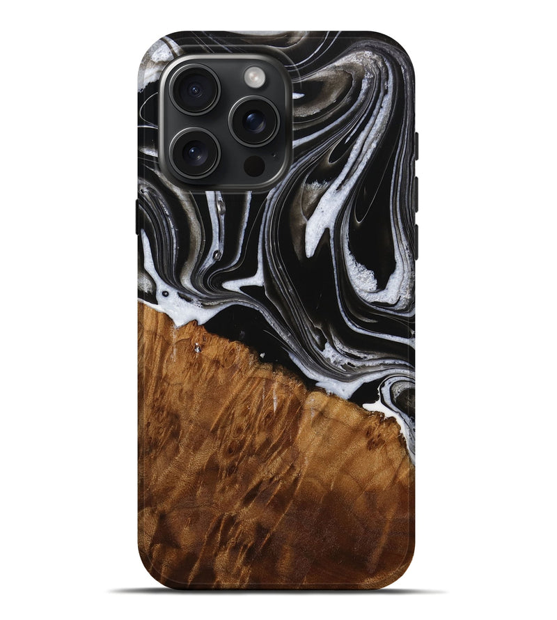 iPhone 16 Pro Max Wood Live Edge Phone Case - Fina (Black & White, 731803)