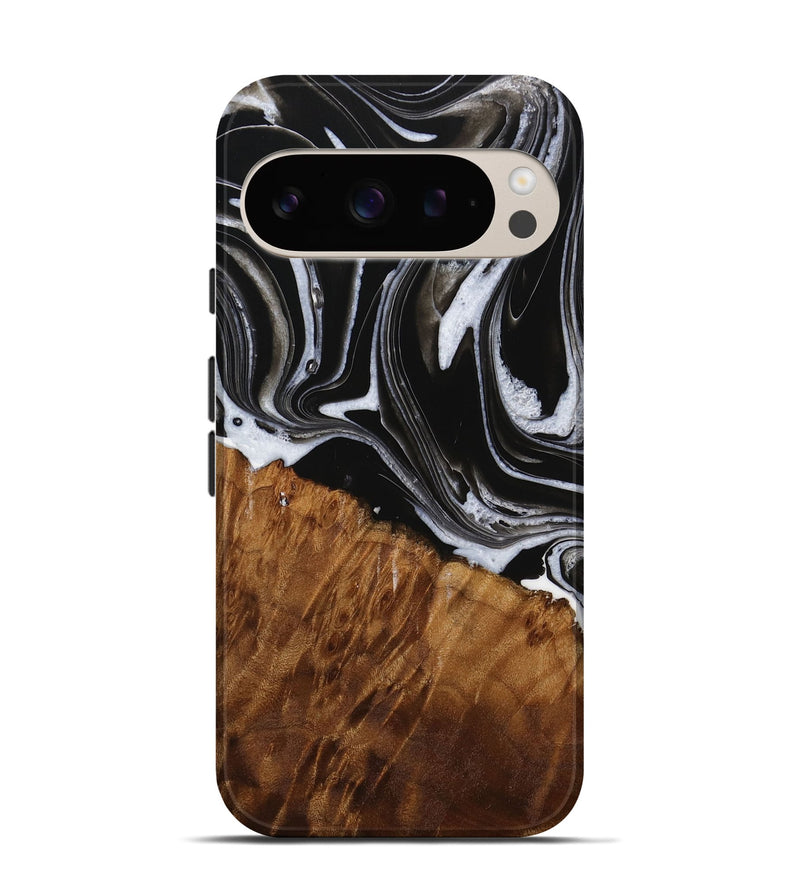 Pixel 9 Wood Live Edge Phone Case - Fina (Black & White, 731803)