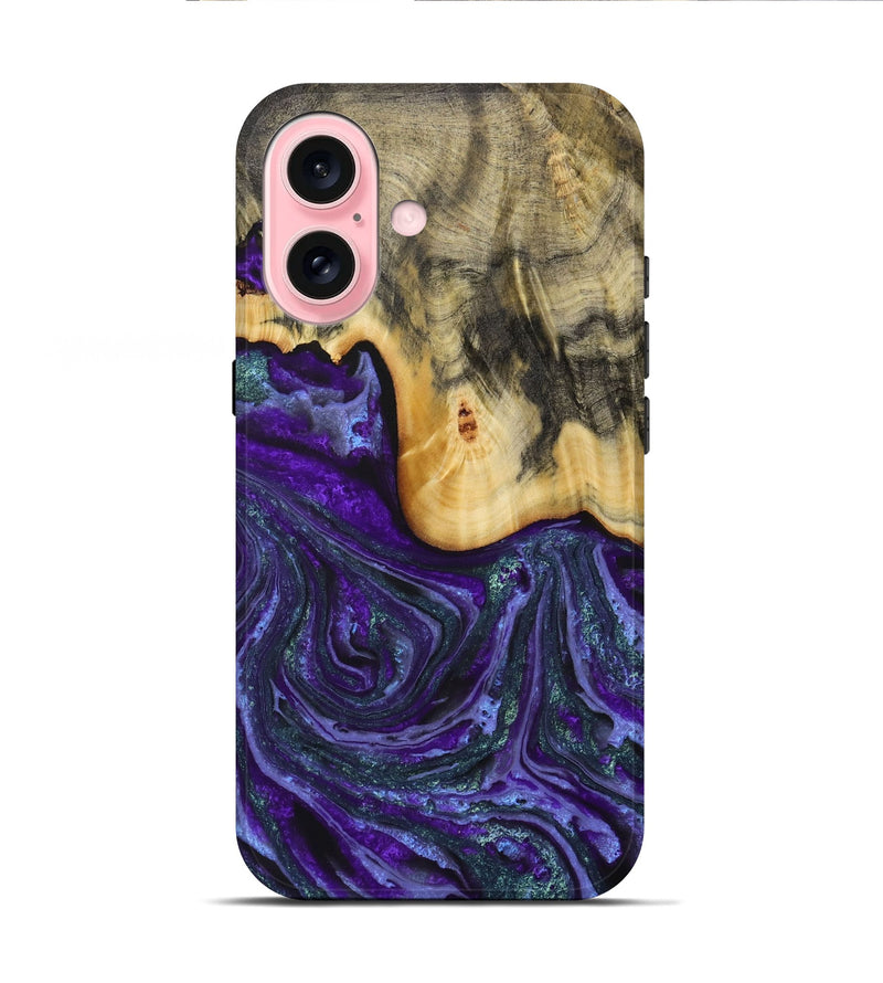 iPhone 16 Wood Live Edge Phone Case - Larysa (Purple, 731804)