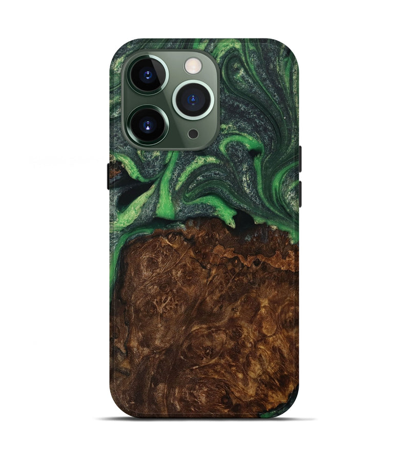 iPhone 13 Pro Wood Live Edge Phone Case - Cassie (Green, 731805)