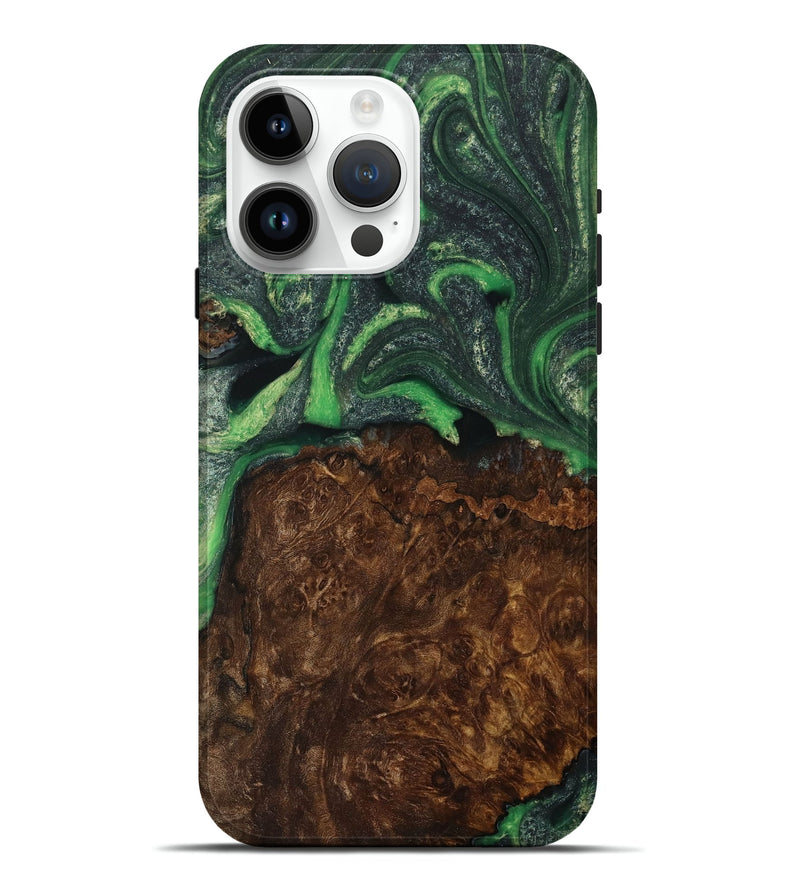 iPhone 15 Pro Max Wood Live Edge Phone Case - Cassie (Green, 731805)