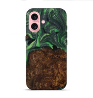 iPhone 16 Wood Live Edge Phone Case - Cassie (Green, 731805)