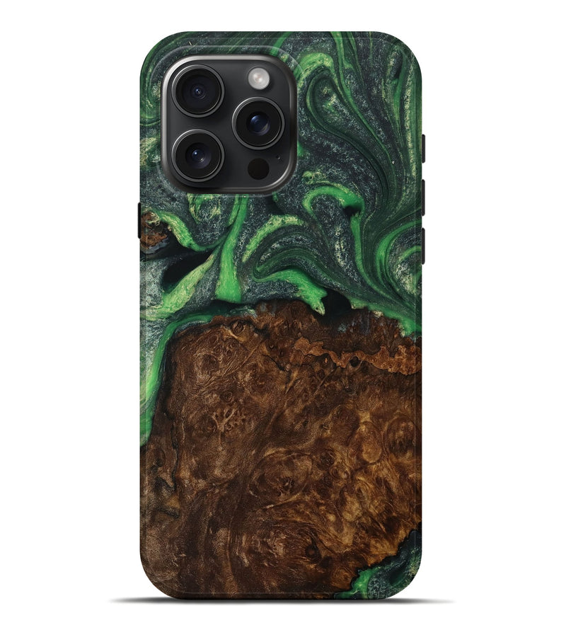 iPhone 16 Pro Max Wood Live Edge Phone Case - Cassie (Green, 731805)