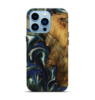 iPhone 14 Pro Wood Live Edge Phone Case - Ophelie (Blue, 731806)