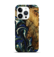 iPhone 15 Pro Wood Live Edge Phone Case - Ophelie (Blue, 731806)