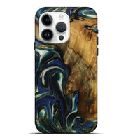 iPhone 15 Pro Max Wood Live Edge Phone Case - Ophelie (Blue, 731806)