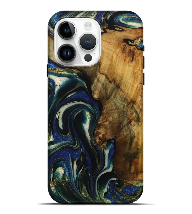 iPhone 15 Pro Max Wood Live Edge Phone Case - Ophelie (Blue, 731806)