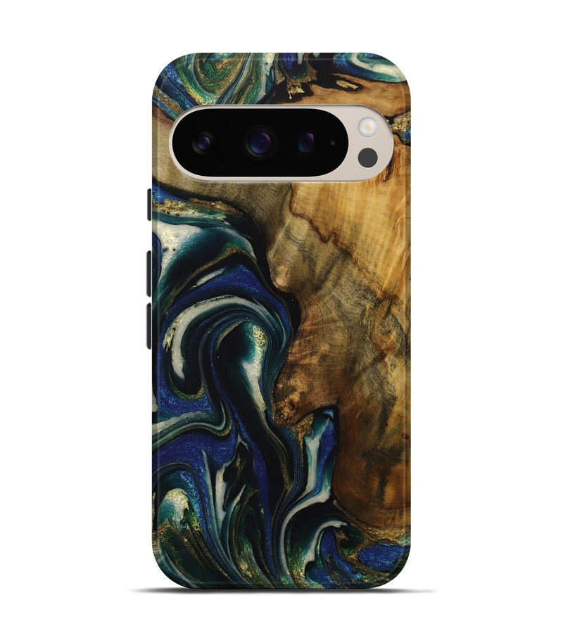 Pixel 9 Wood Live Edge Phone Case - Ophelie (Blue, 731806)