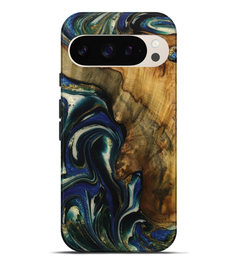 Pixel 9 Pro XL Wood Live Edge Phone Case - Ophelie (Blue, 731806)