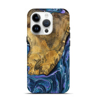 iPhone 15 Pro Wood Live Edge Phone Case - Dedrick (Blue, 731807)