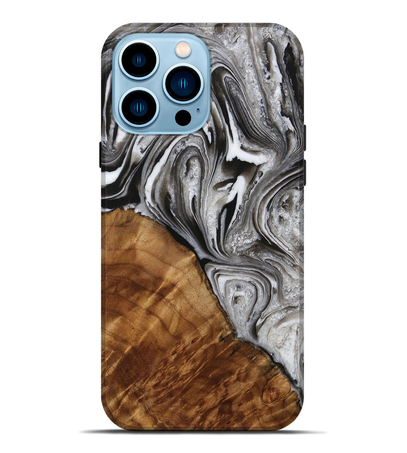 iPhone 14 Pro Max Wood Live Edge Phone Case - Radomir (Black & White, 731808)