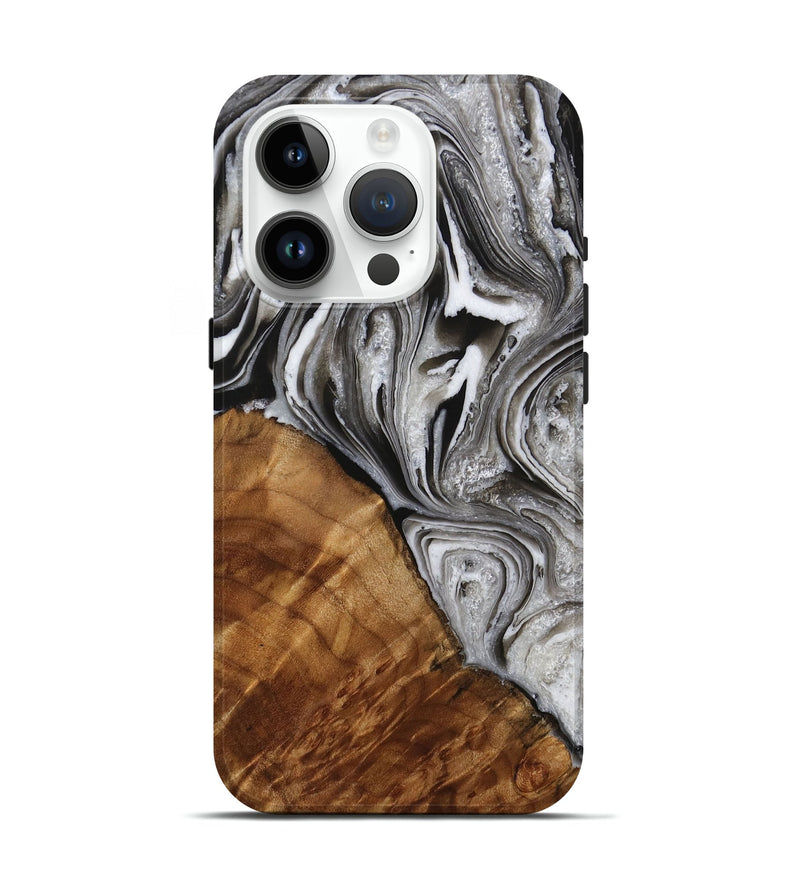 iPhone 15 Pro Wood Live Edge Phone Case - Radomir (Black & White, 731808)