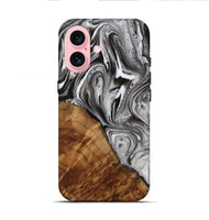 iPhone 16 Wood Live Edge Phone Case - Radomir (Black & White, 731808)