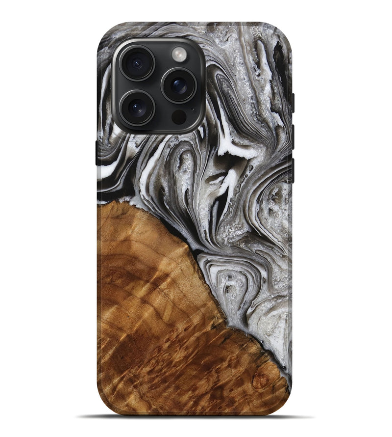 iPhone 16 Pro Max Wood Live Edge Phone Case - Radomir (Black & White, 731808)