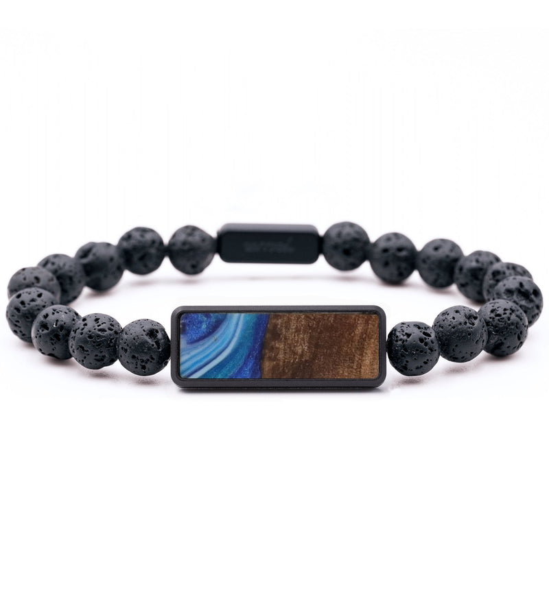 Lava Bead Wood Bracelet - Willie (Blue, 732228)