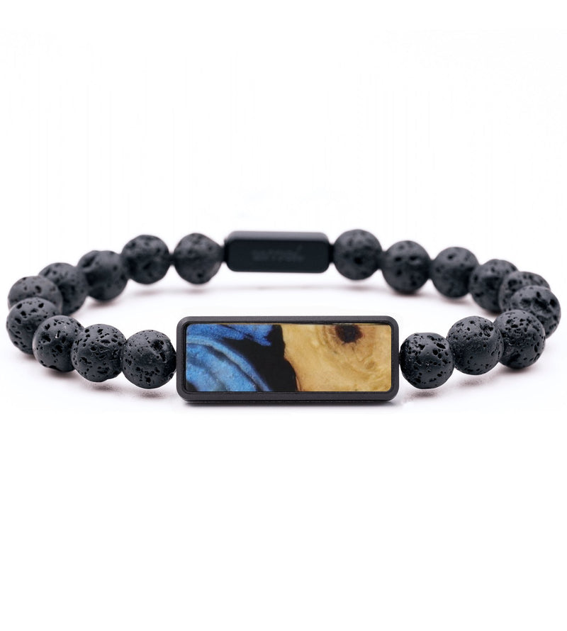 Lava Bead Wood Bracelet - Scott (Blue, 732237)