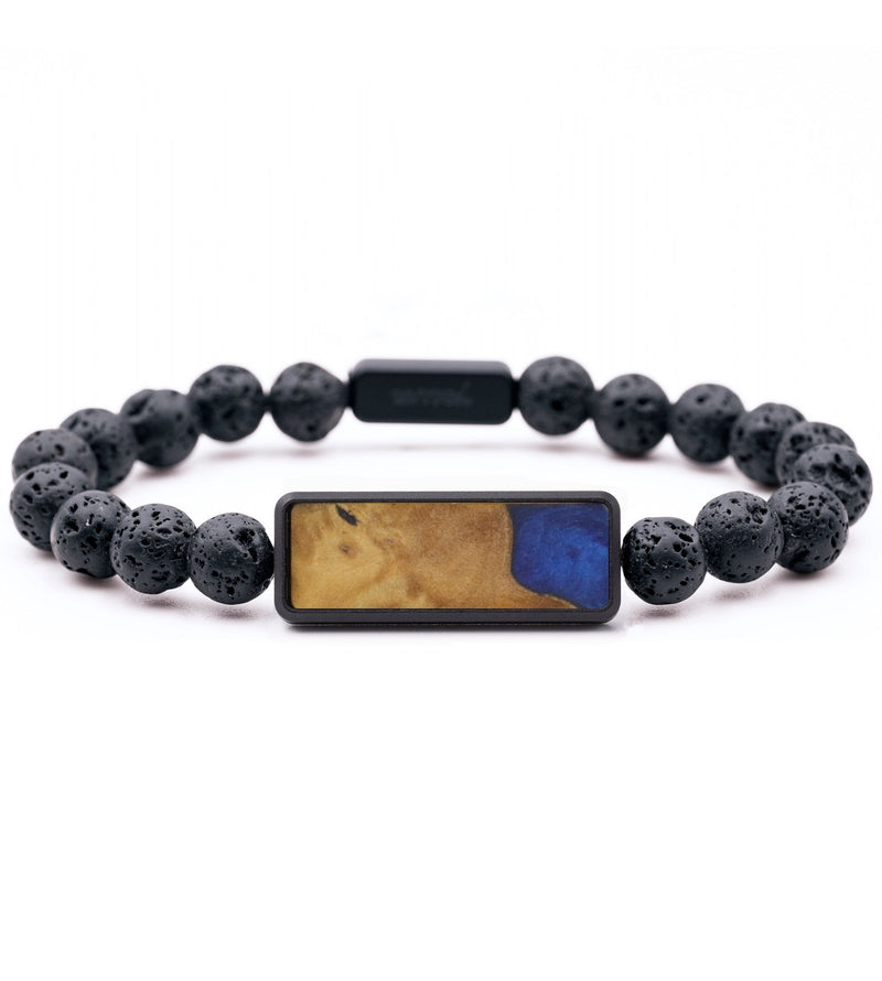 Lava Bead Wood Bracelet - Kayla (Blue, 732242)