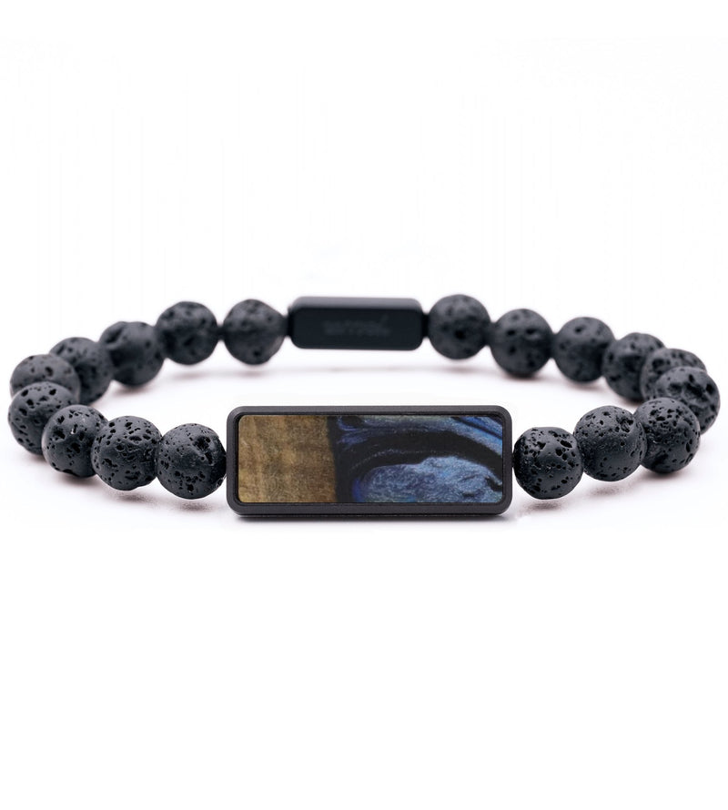 Lava Bead Wood Bracelet - Tatum (Blue, 732243)