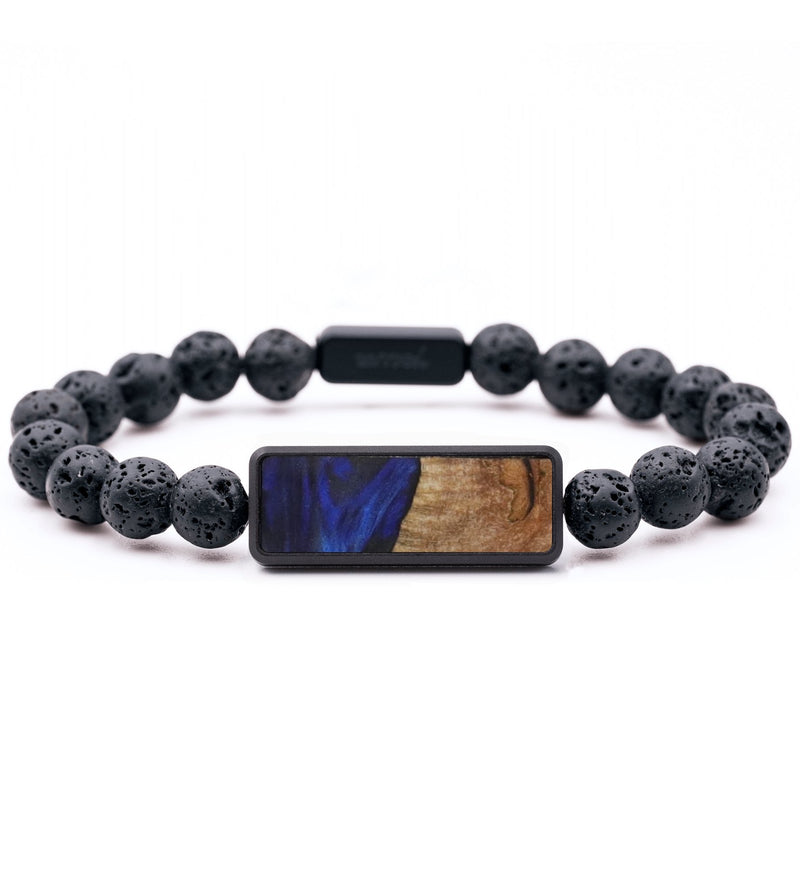 Lava Bead Wood Bracelet - Edna (Blue, 732245)