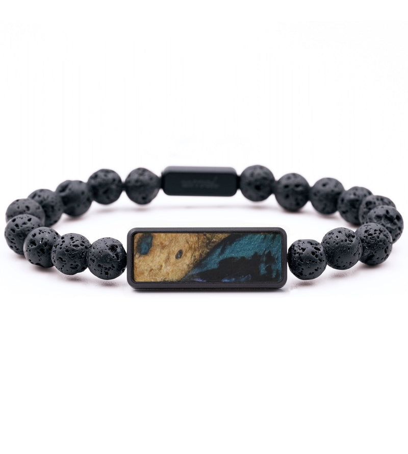 Lava Bead Wood Bracelet - Hattie (Blue, 732247)