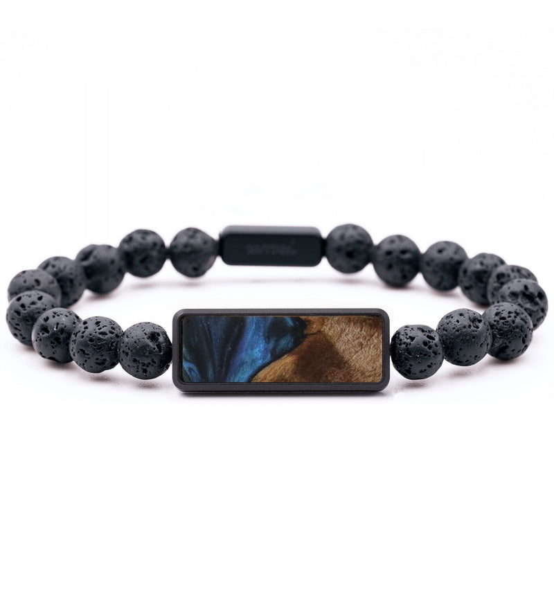 Lava Bead Wood Bracelet - Charlie (Blue, 732262)