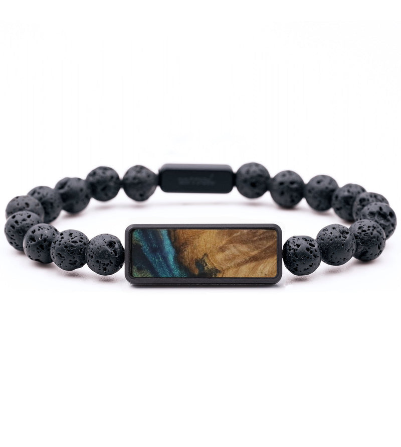 Lava Bead Wood Bracelet - Dominic (Blue, 732263)