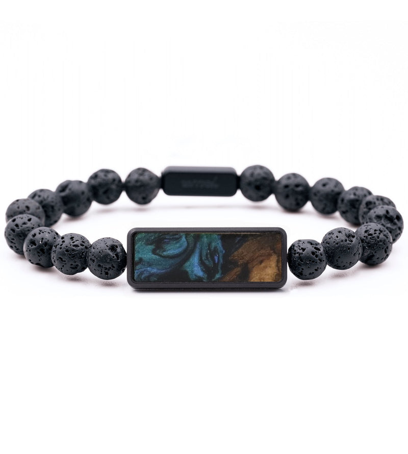 Lava Bead Wood Bracelet - Jason (Blue, 732264)