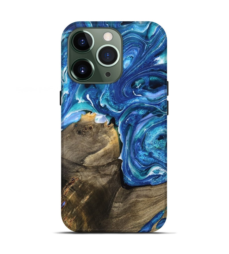 iPhone 13 Pro Wood Live Edge Phone Case - Haiden (Blue, 732322)