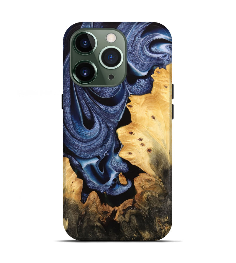 iPhone 13 Pro Wood Live Edge Phone Case - Zana (Blue, 732323)