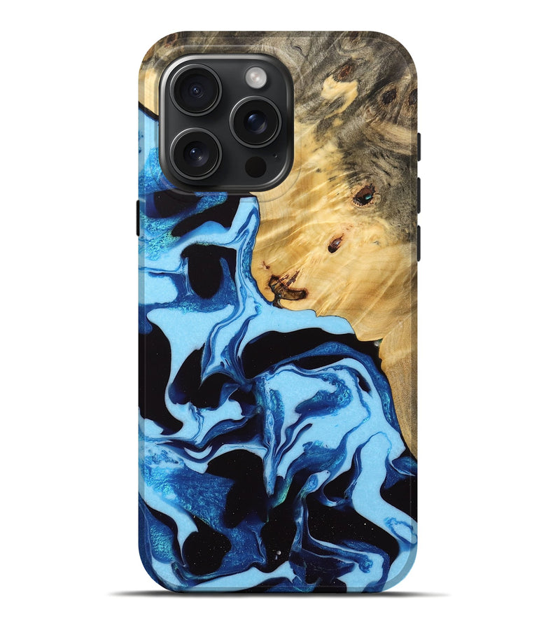 iPhone 16 Pro Max Wood Live Edge Phone Case - Colman (Blue, 732324)