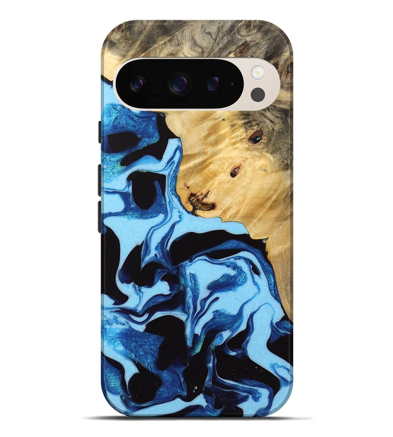 Pixel 9 Pro XL Wood Live Edge Phone Case - Colman (Blue, 732324)