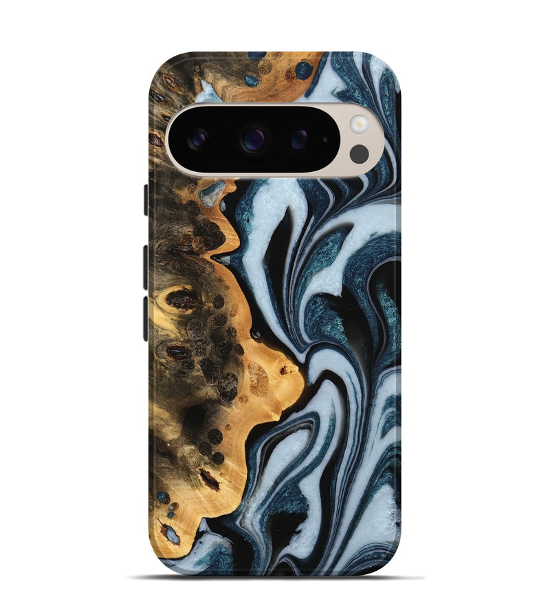 Pixel 9 Pro Wood Live Edge Phone Case - Aryan (Black & White, 732328)