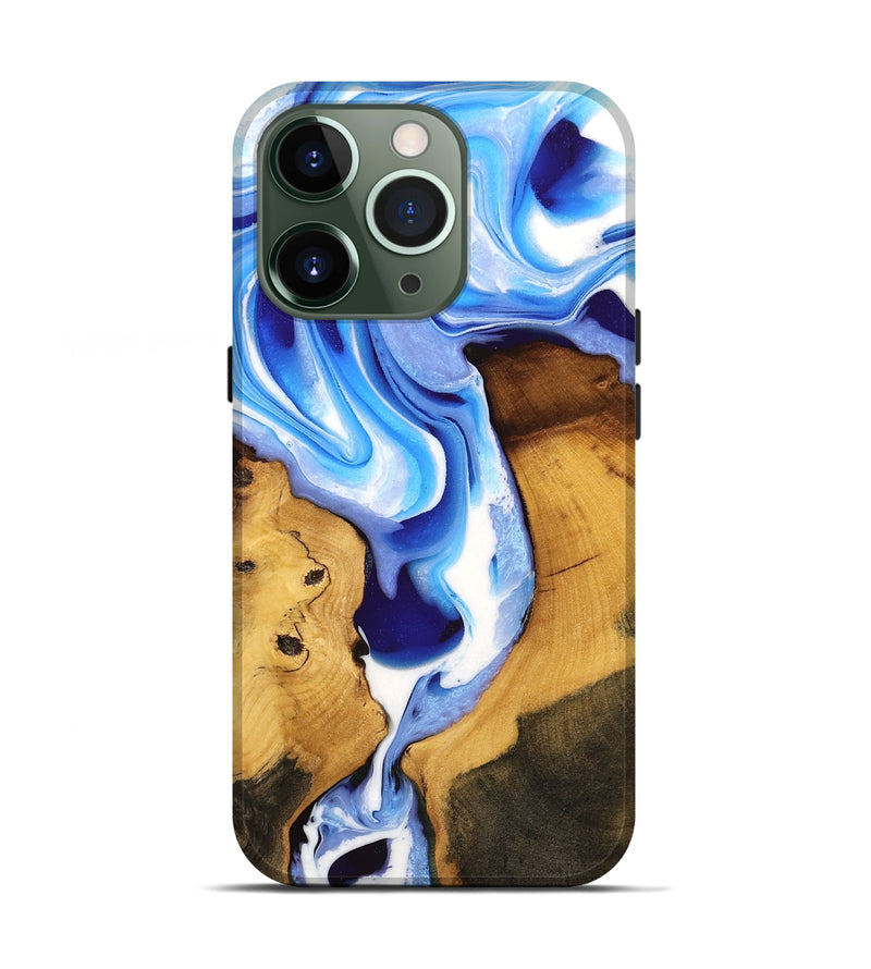 iPhone 13 Pro Wood Live Edge Phone Case - Aidan (Blue, 732329)