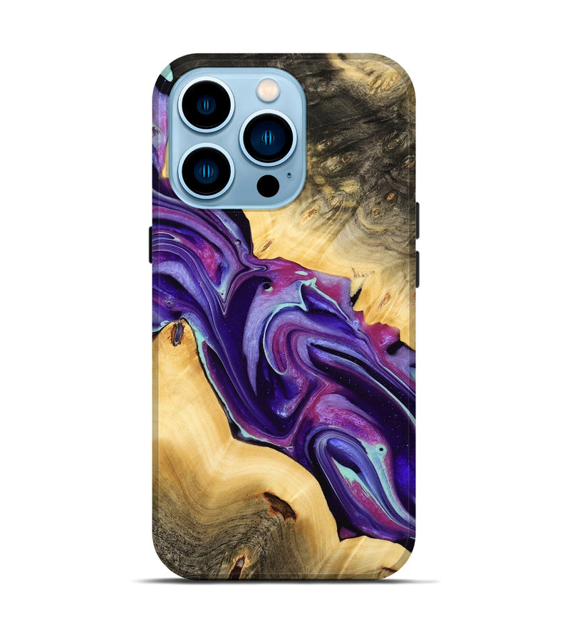 iPhone 14 Pro Wood Live Edge Phone Case - Reggi (Purple, 732331)