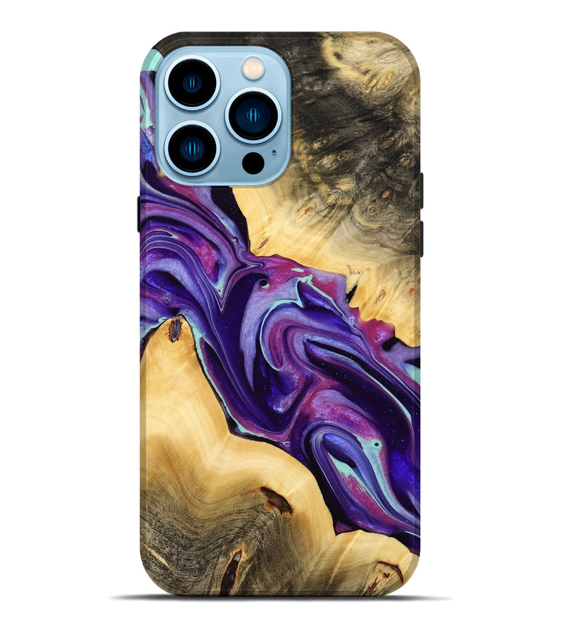 iPhone 14 Pro Max Wood Live Edge Phone Case - Reggi (Purple, 732331)