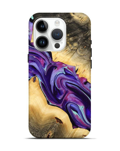 iPhone 15 Pro Wood Live Edge Phone Case - Reggi (Purple, 732331)