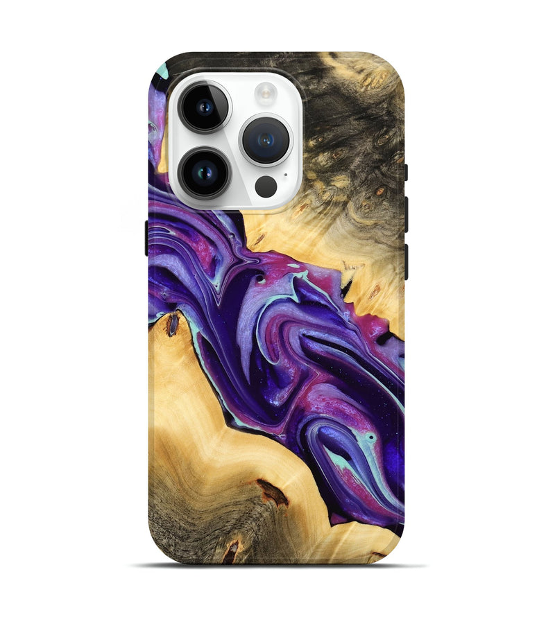 iPhone 15 Pro Wood Live Edge Phone Case - Reggi (Purple, 732331)