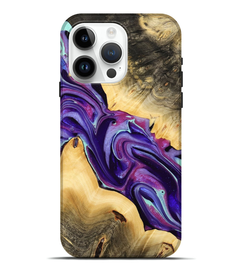 iPhone 15 Pro Max Wood Live Edge Phone Case - Reggi (Purple, 732331)