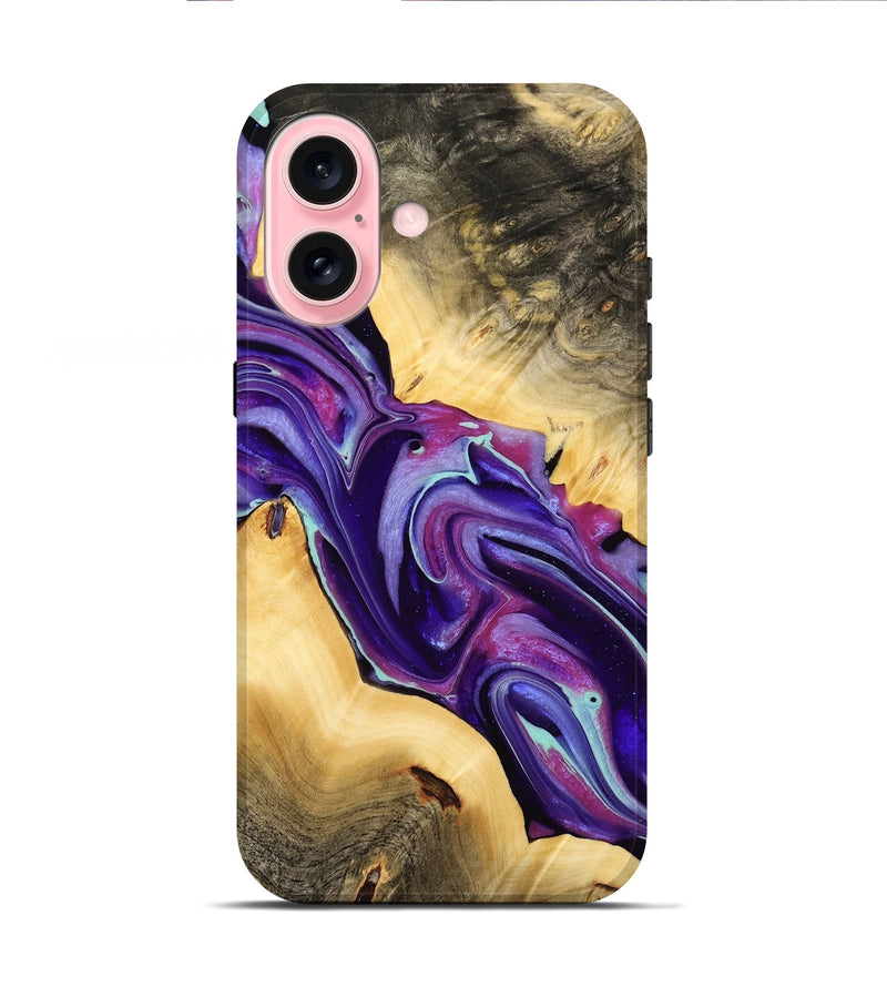 iPhone 16 Wood Live Edge Phone Case - Reggi (Purple, 732331)