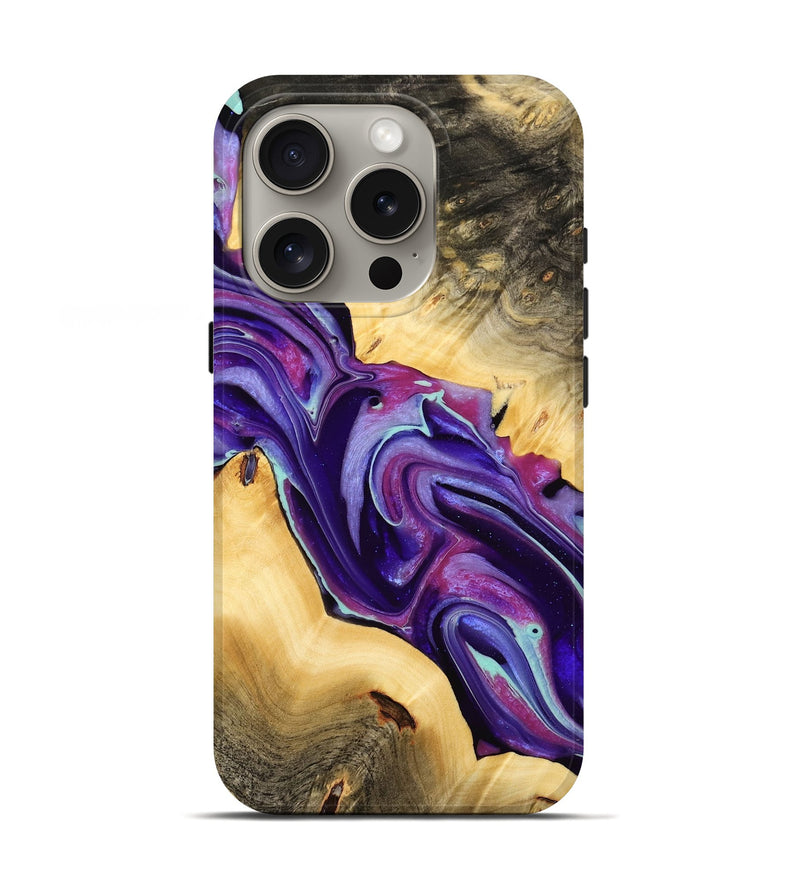 iPhone 16 Pro Wood Live Edge Phone Case - Reggi (Purple, 732331)