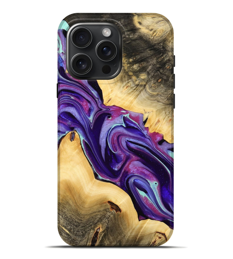 iPhone 16 Pro Max Wood Live Edge Phone Case - Reggi (Purple, 732331)