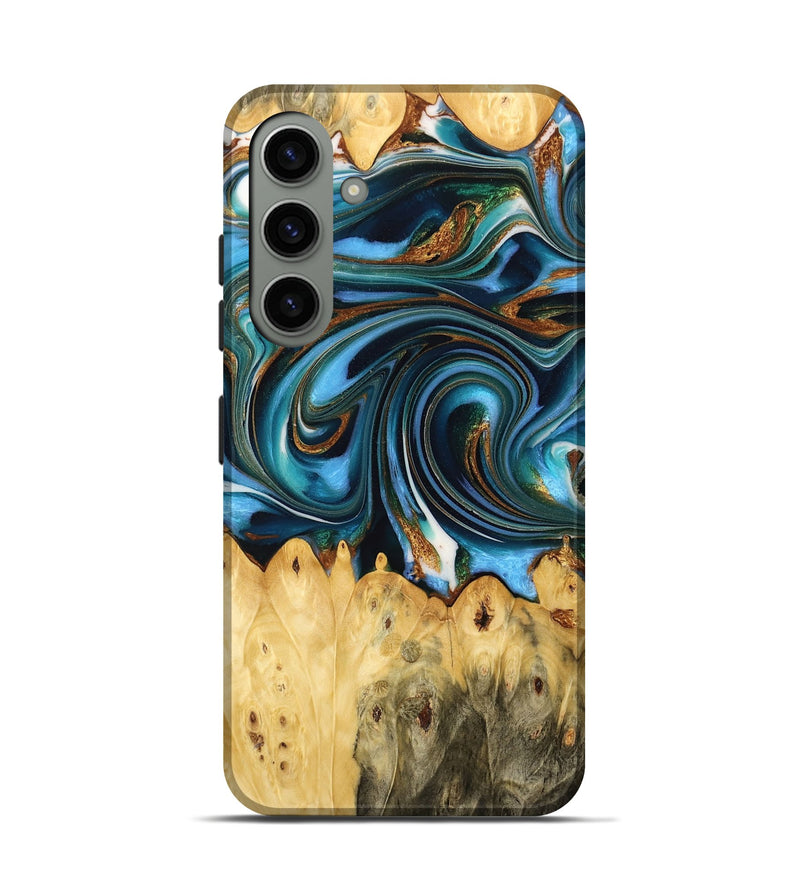 Galaxy S24 Wood Live Edge Phone Case - Roxie (Teal & Gold, 732332)