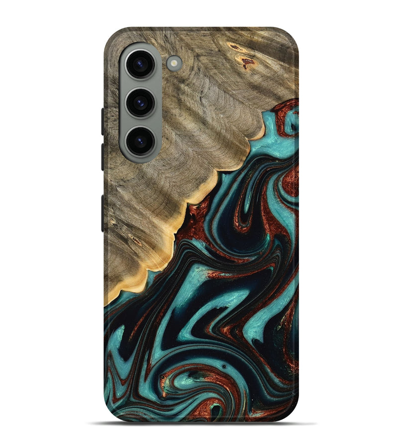 Galaxy S23 Plus Wood Live Edge Phone Case - Marilyn (Teal & Gold, 732333)