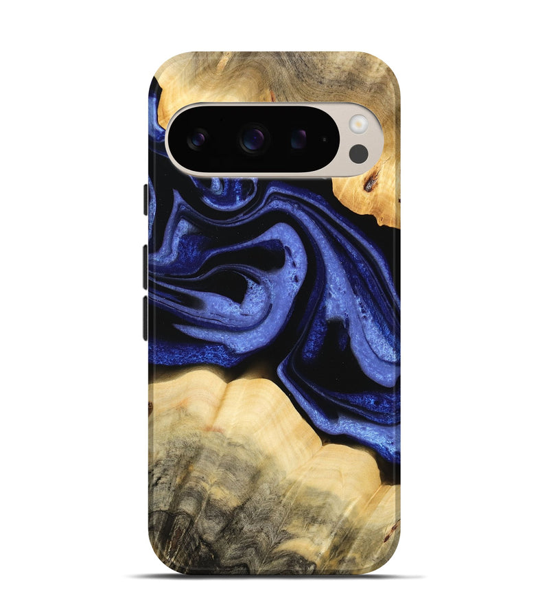 Pixel 9 Wood Live Edge Phone Case - Honor (Blue, 732335)